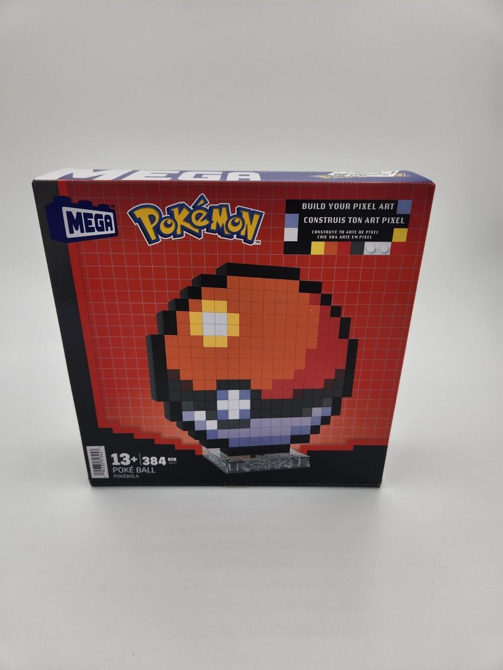 Pokemon Classic Poke Ball, Pixel Art, 342 Piece Building Toy Set Mega Blocks